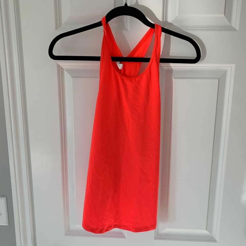 Bright red under armor running or yoga tank